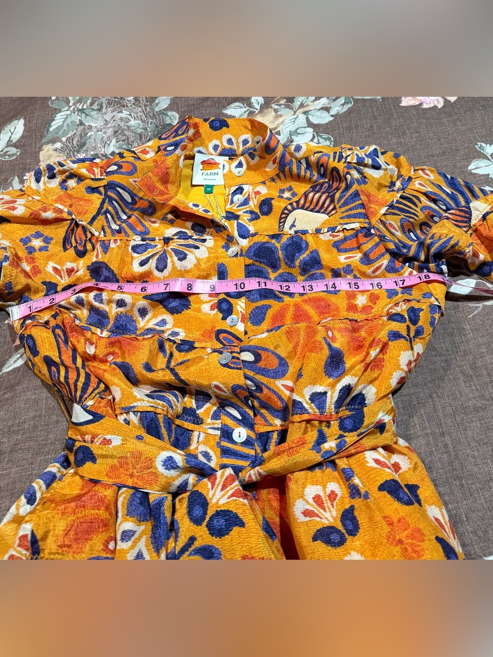 FARM Rio Pineapple Flowers Yellow Minidress - Picture 11 of 13